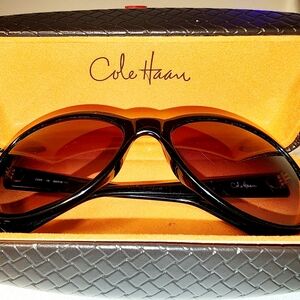 USED AUTHENTIC COLE HAAN SUNGLASSES C665 WOMEN ROUND BLACK